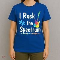 I Rock The Spectrum Funny Gift Autism Awareness Electric Guitar Gift T-Shirt thumb 4
