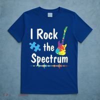 I Rock The Spectrum Funny Gift Autism Awareness Electric Guitar Gift T-Shirt thumb 5