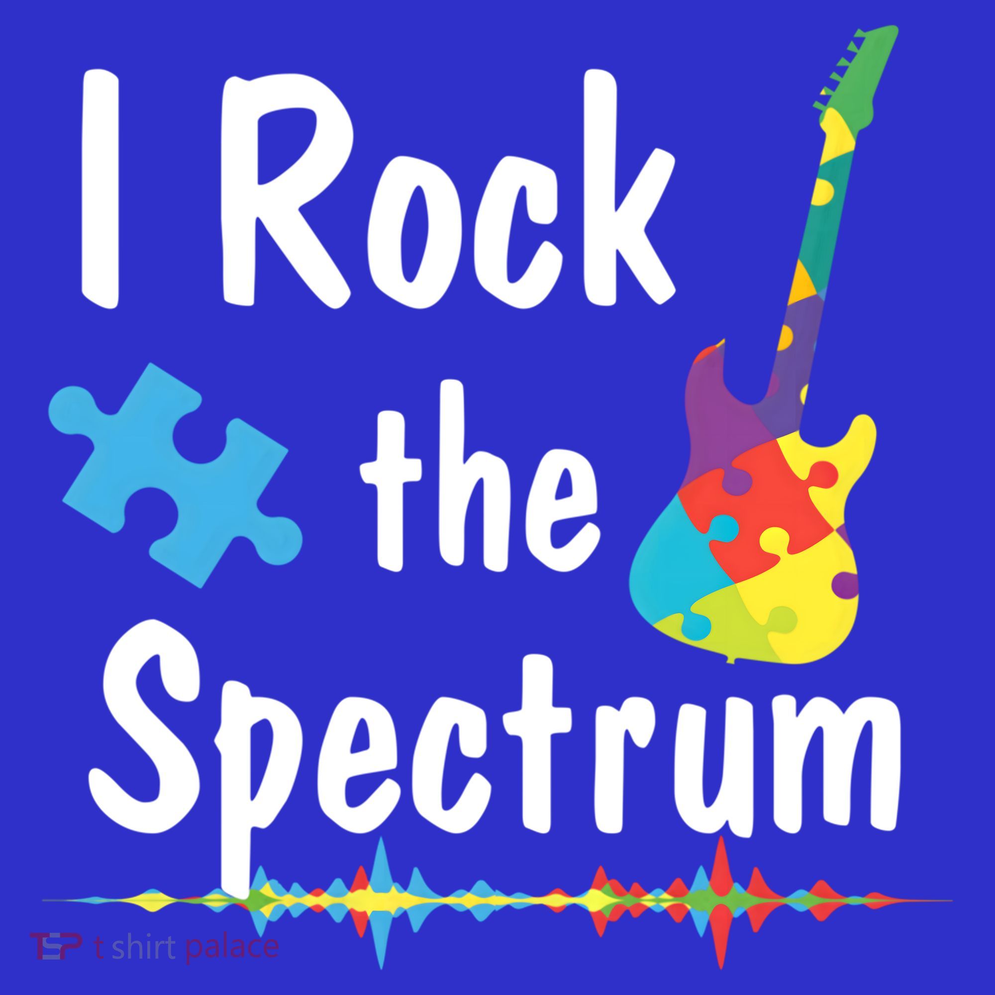 I Rock The Spectrum Funny Gift Autism Awareness Electric Guitar Gift T-Shirt