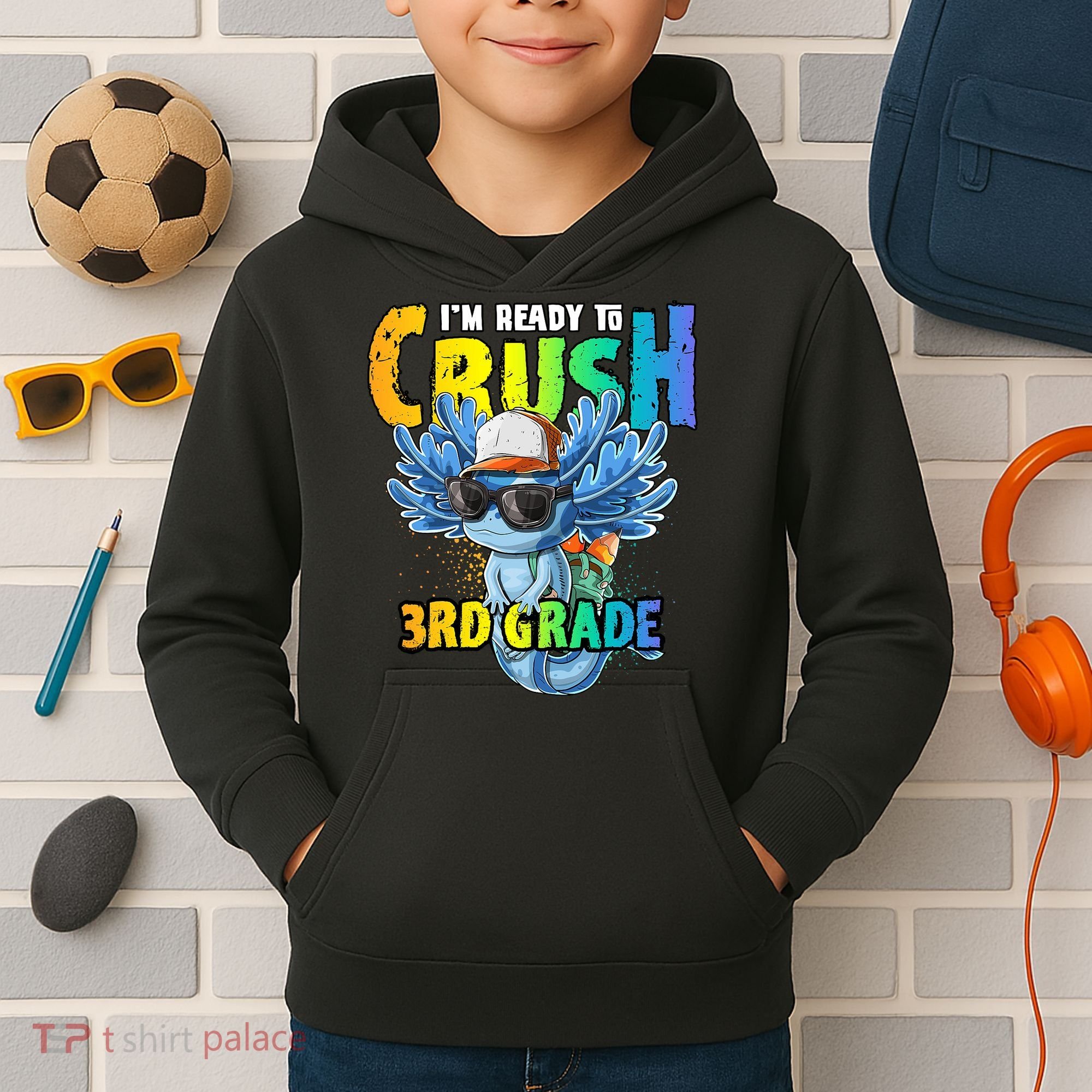 I'm Ready To Crush 3rd Grade Axolotl Back To School Kids Hoodie