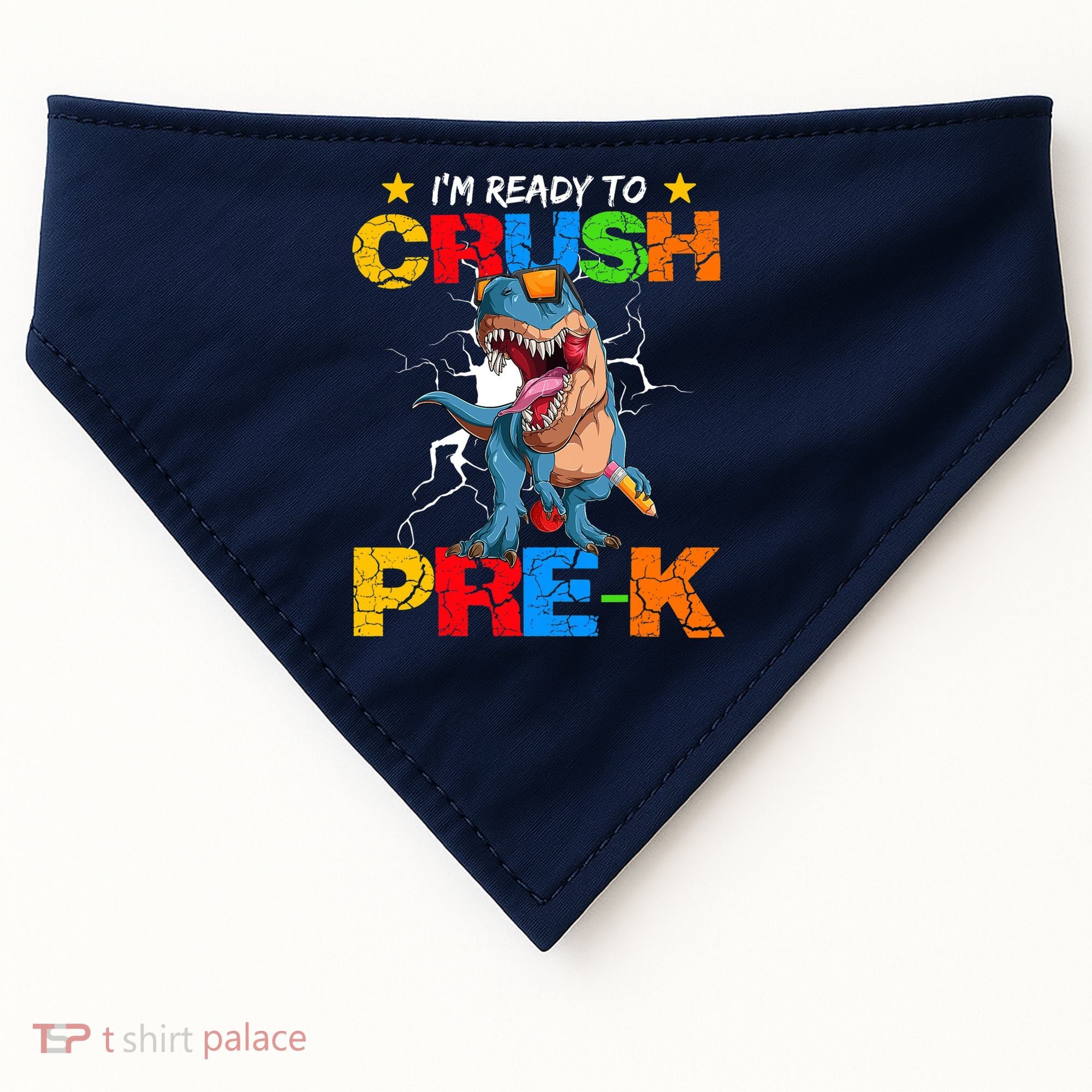 I'm Ready To Crush Pre K Dinosaur Back To School USA-Made Doggie Bandana