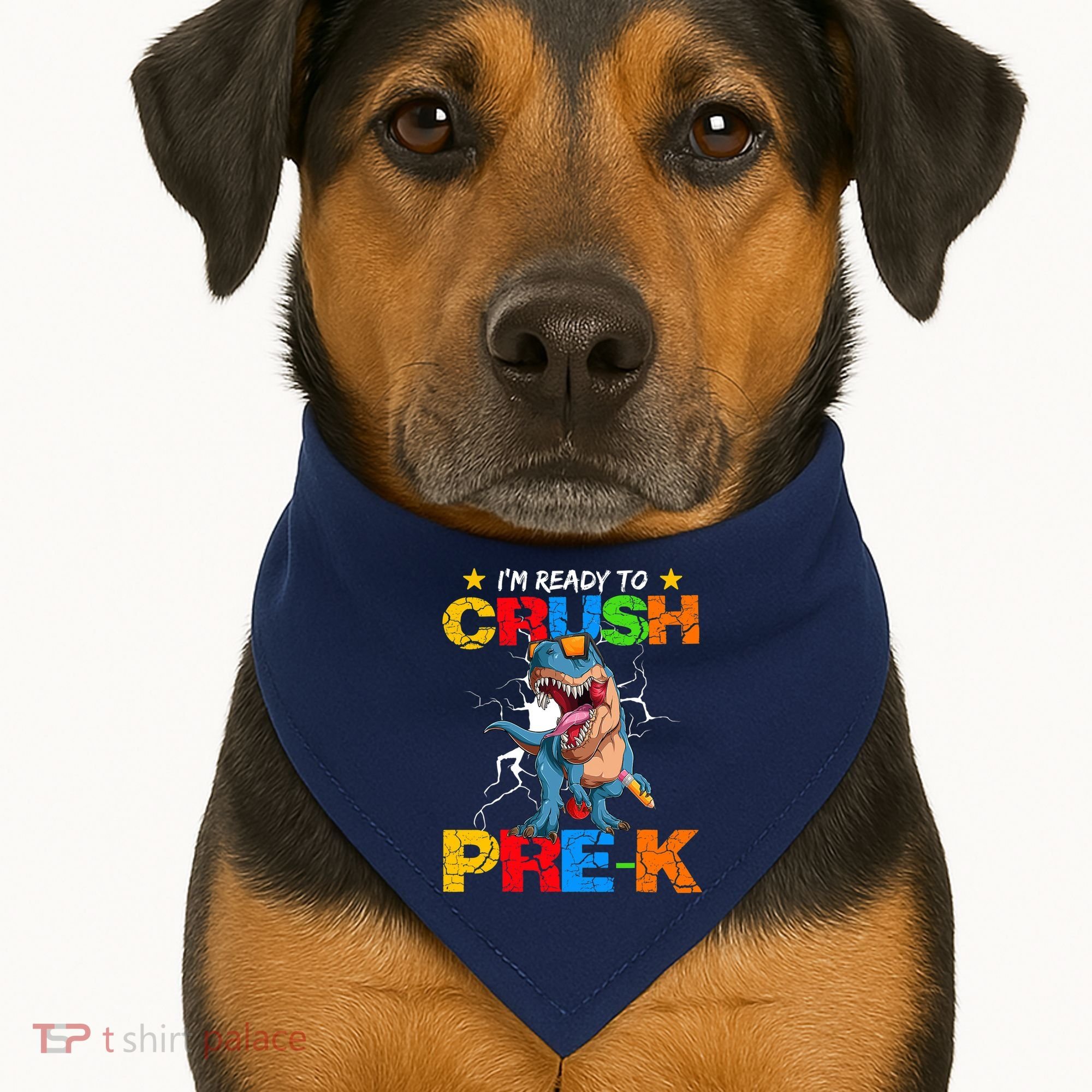 I'm Ready To Crush Pre K Dinosaur Back To School USA-Made Doggie Bandana
