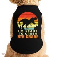 Im Ready To Crush 8th Grade Trex Dino Retro First Day Doggie Tank thumb 0