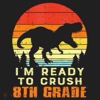 Im Ready To Crush 8th Grade Trex Dino Retro First Day Hat thumb 2