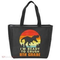 Im Ready To Crush 8th Grade Trex Dino Retro First Day Tote Bag thumb 0