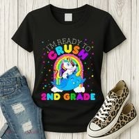 Im Ready To Crush 2nd Grade Unicorn First Day Of School Women's T-Shirt thumb 3
