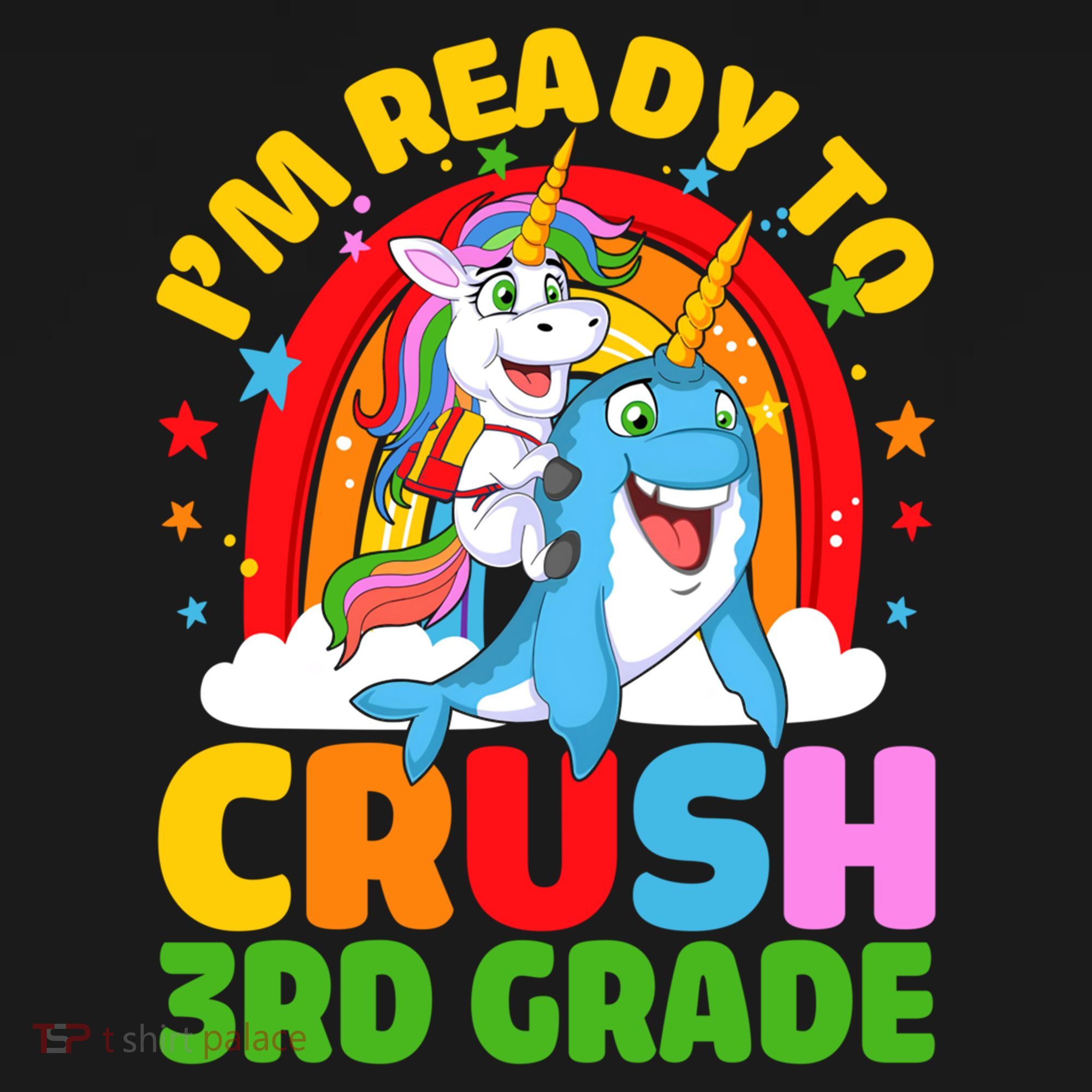 Im Ready To Crush 3Rd Grade Unicorn Narwhal Back To School Gift Doggie Tank