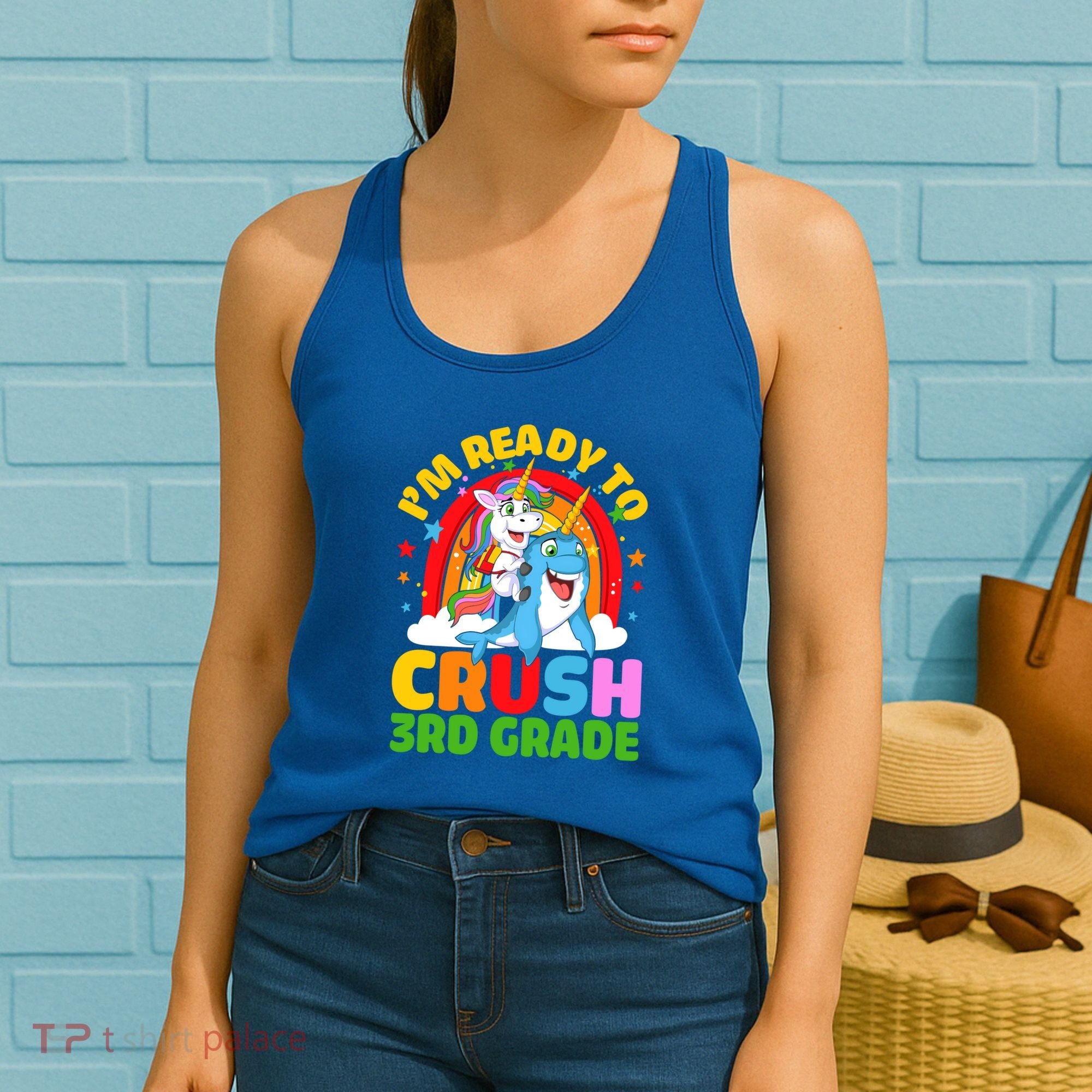 Im Ready To Crush 3Rd Grade Unicorn Narwhal Back To School Gift Women's Tank Top