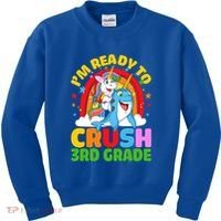 Im Ready To Crush 3Rd Grade Unicorn Narwhal Back To School Gift Kids Sweatshirt thumb 0