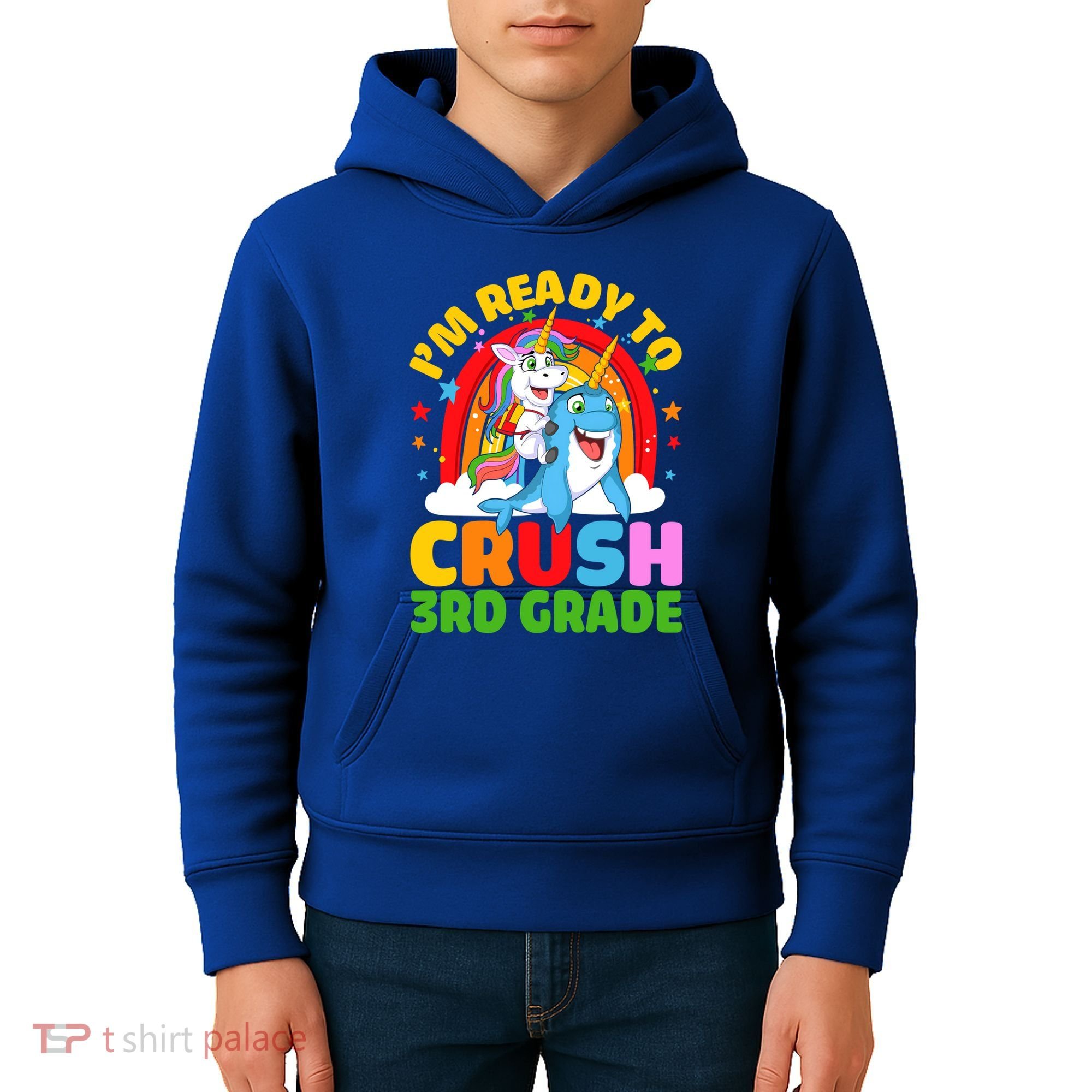 Im Ready To Crush 3Rd Grade Unicorn Narwhal Back To School Gift Kids Hoodie