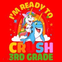 Im Ready To Crush 3Rd Grade Unicorn Narwhal Back To School Gift Santa Hat thumb 1