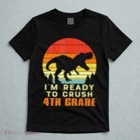 Im Ready To Crush 4th Grade Trex Dino Retro First Day T-Shirt thumb 5