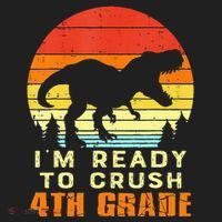 Im Ready To Crush 4th Grade Trex Dino Retro First Day Tumbler thumb 3