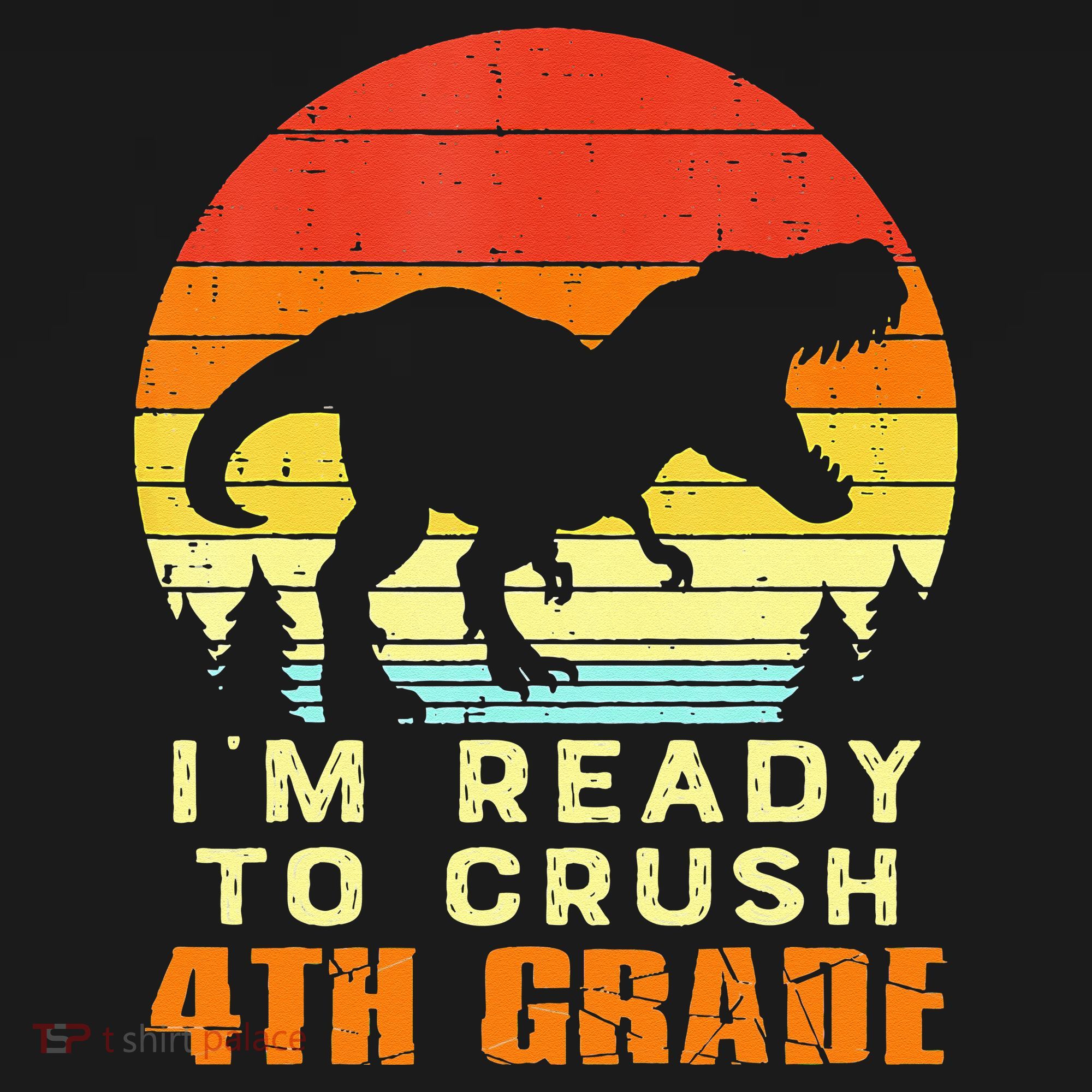 Im Ready To Crush 4th Grade Trex Dino Retro First Day Baby Bodysuit