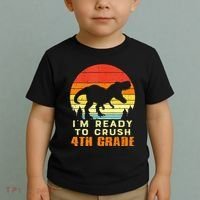 Im Ready To Crush 4th Grade Trex Dino Retro First Day Toddler T-Shirt thumb 2