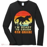 Im Ready To Crush 4th Grade Trex Dino Retro First Day Women's Long Sleeve Shirt thumb 0