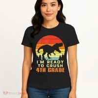 Im Ready To Crush 4th Grade Trex Dino Retro First Day Women's T-Shirt thumb 4