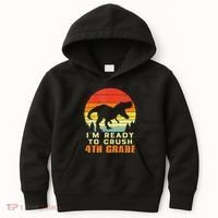 Im Ready To Crush 4th Grade Trex Dino Retro First Day Kids Hoodie thumb 0