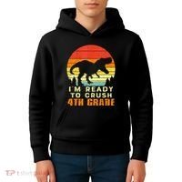 Im Ready To Crush 4th Grade Trex Dino Retro First Day Kids Hoodie thumb 4