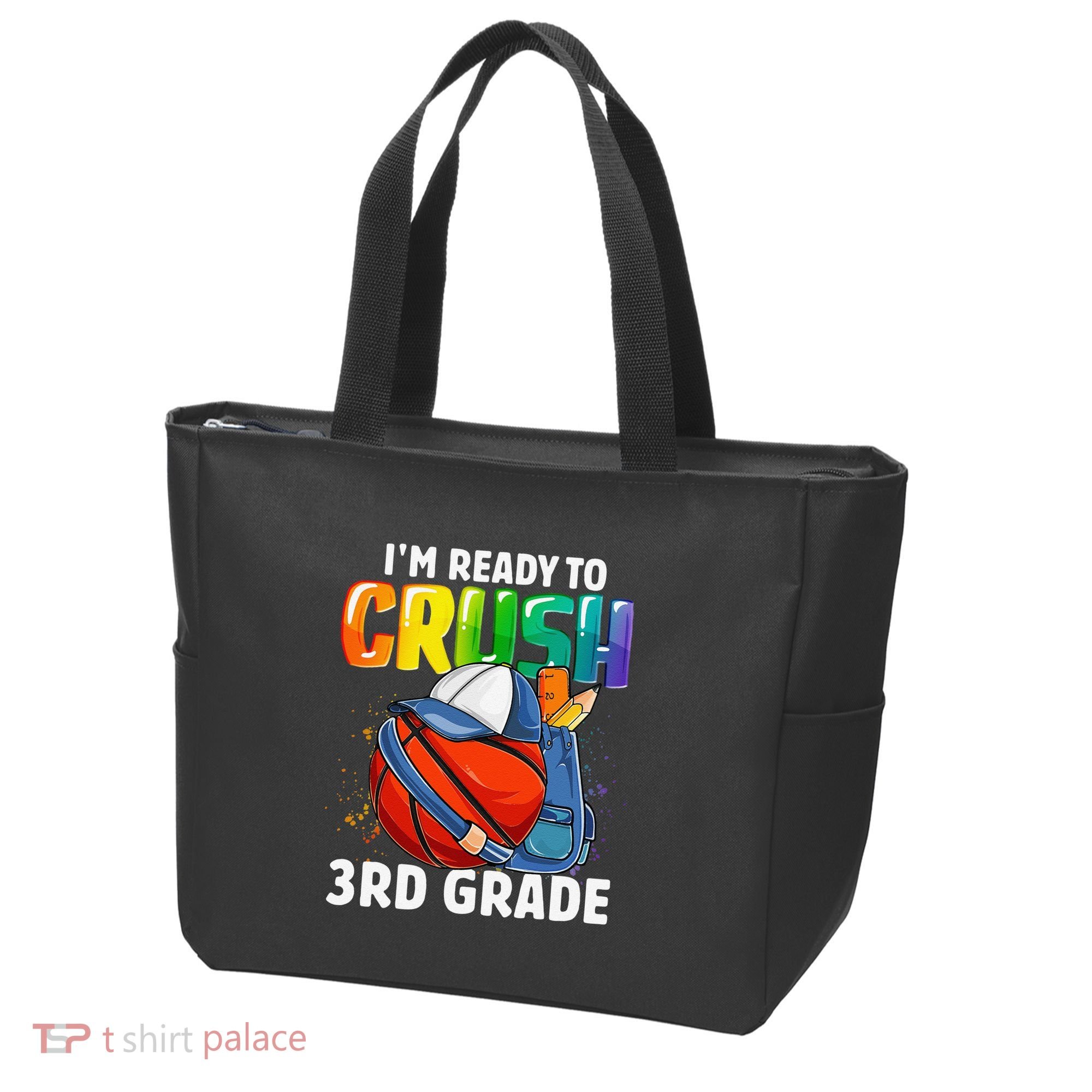 Im Ready To Crush 3rd Grade Basketball Back To School Tote Bag