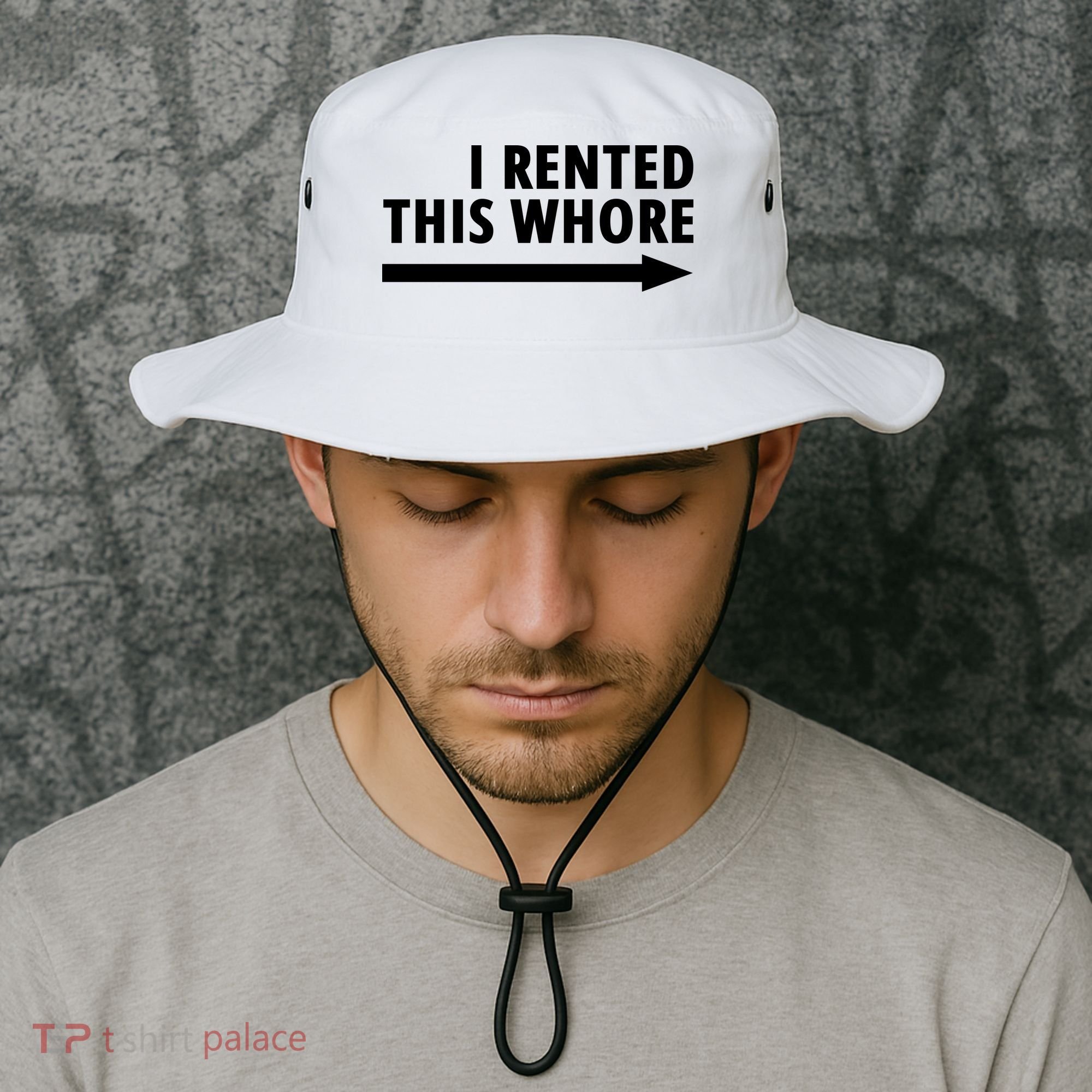 I Rented This Whore Funny Offensive Saying Bucket Hat