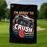 IM Ready To Crush 6 Monster Truck 6th Birthday Gift Boy Golf Towel thumb 1
