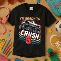 IM Ready To Crush 6 Monster Truck 6th Birthday Gift Boy Kids T-Shirt thumb 3