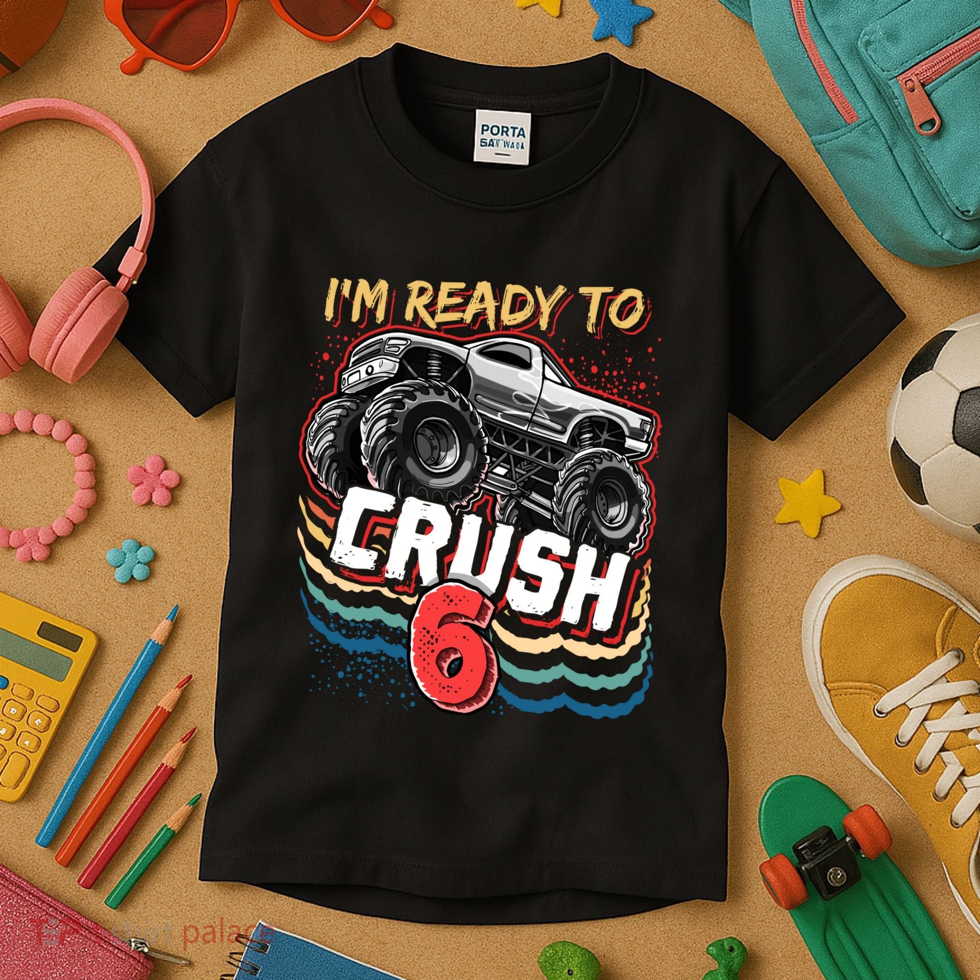 IM Ready To Crush 6 Monster Truck 6th Birthday Gift Boy Kids T-Shirt