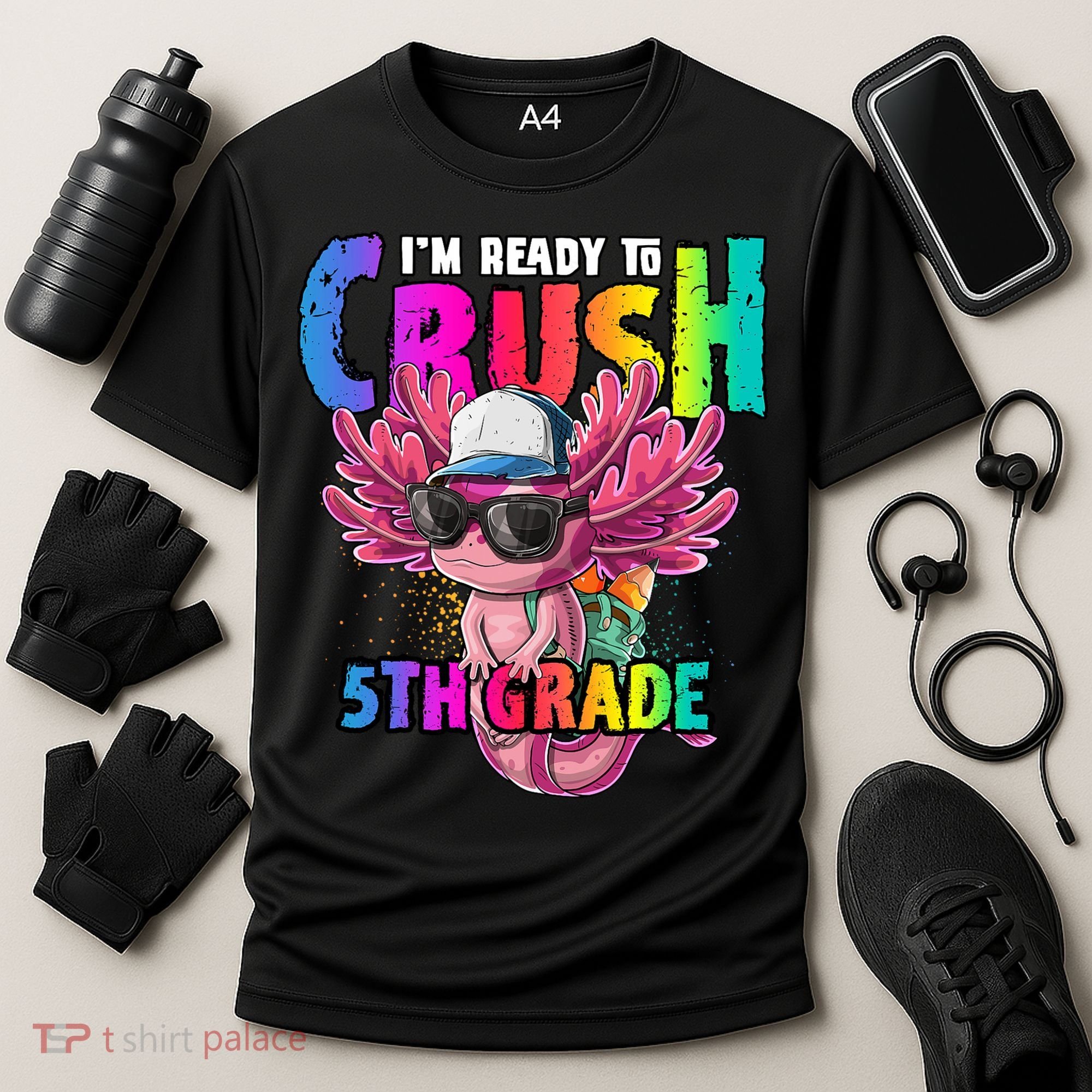 I'm Ready To Crush 5th Grade Axolotl Back To School Cooling Performance Crew T-Shirt