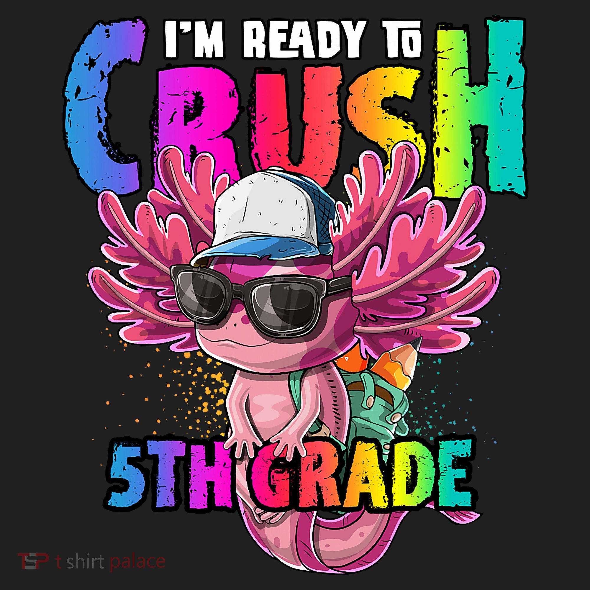 I'm Ready To Crush 5th Grade Axolotl Back To School Kids Plaid Pajama Set