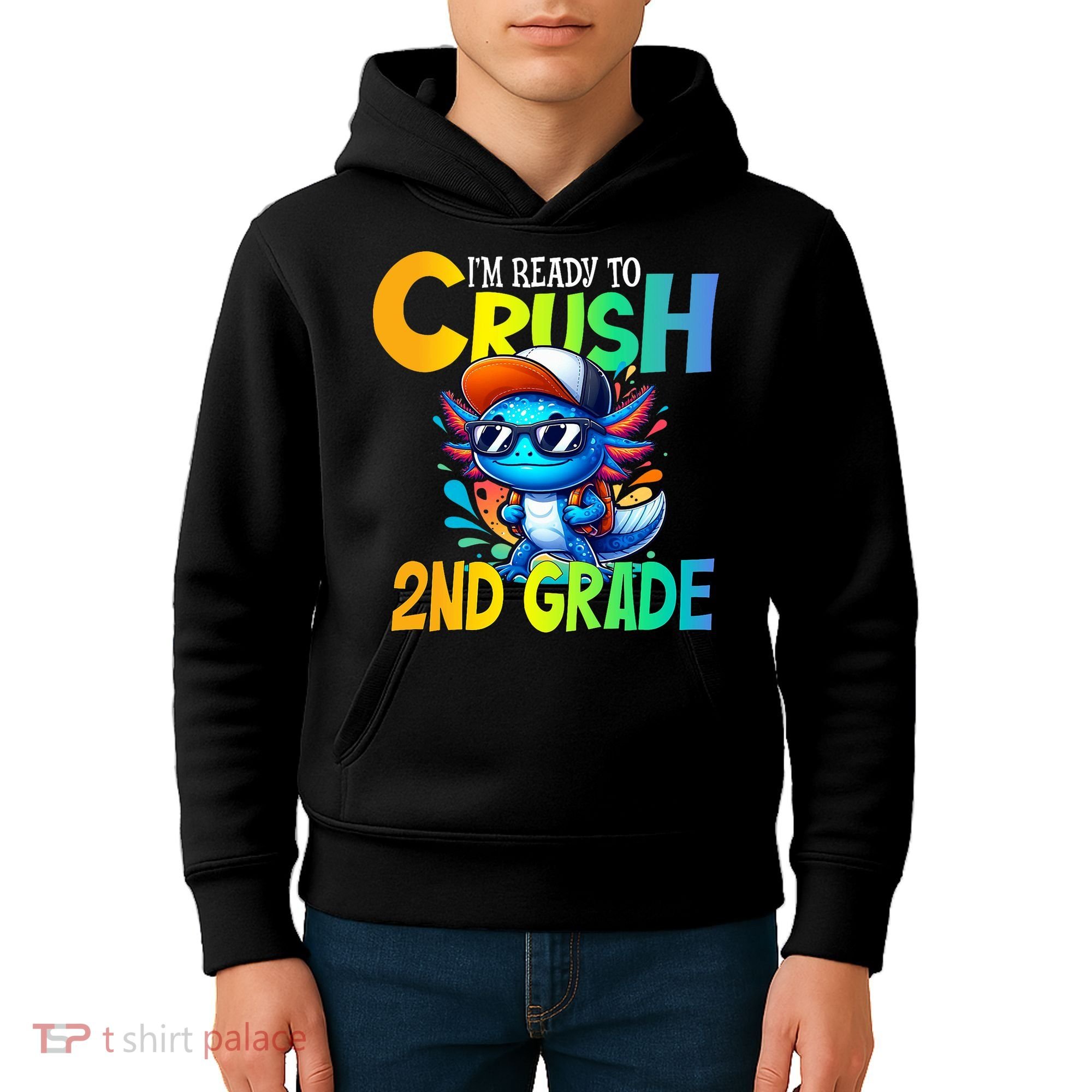 I'm Ready To Crush 2nd Grade Axolotl Back To School Kids Hoodie