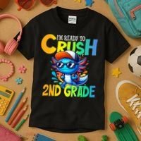 I'm Ready To Crush 2nd Grade Axolotl Back To School Kids T-Shirt thumb 3