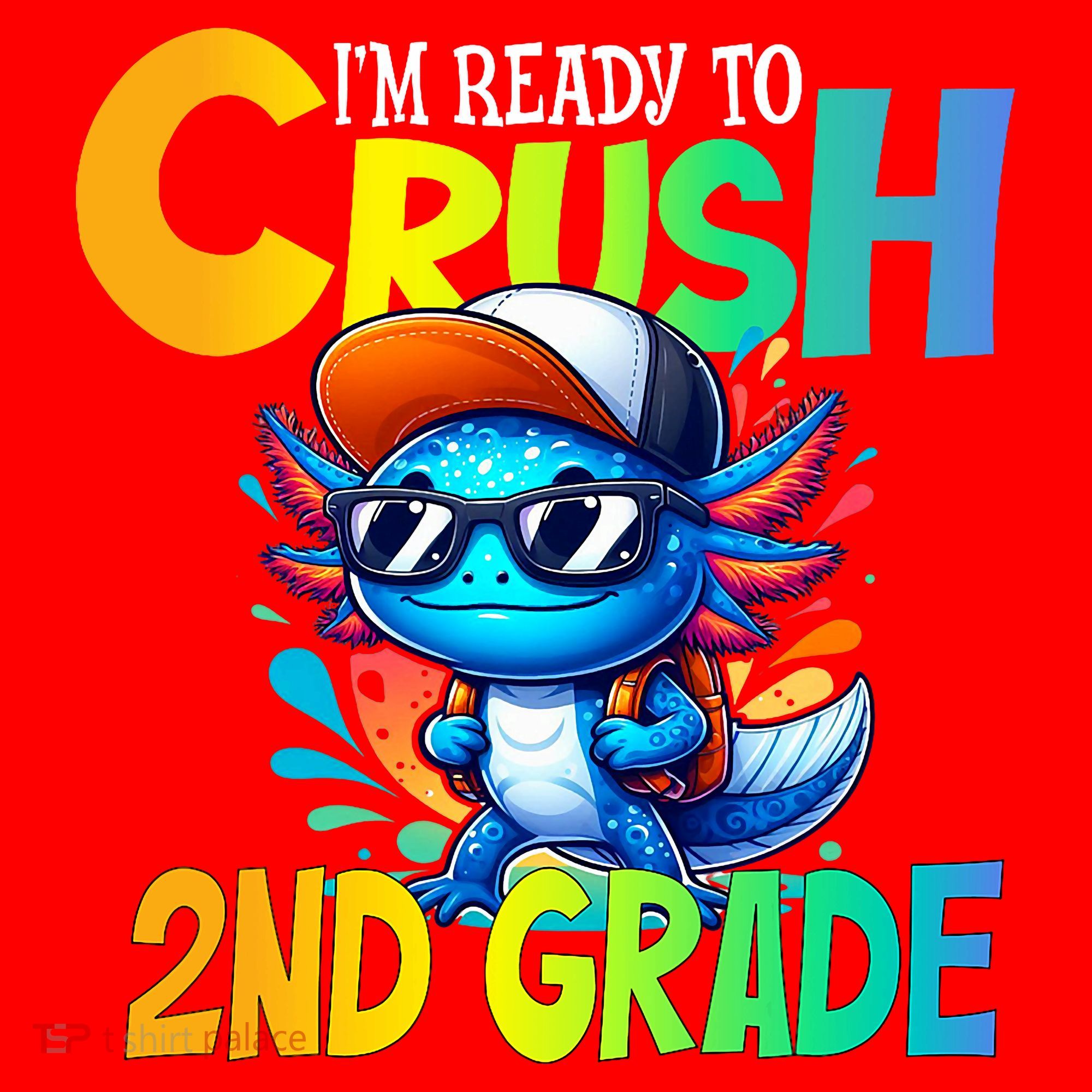 I'm Ready To Crush 2nd Grade Axolotl Back To School Santa Hat