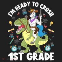 IM Ready To Crush 1st Grade School Unicorn Riding Dinosaur Cute Gift Beanie thumb 2