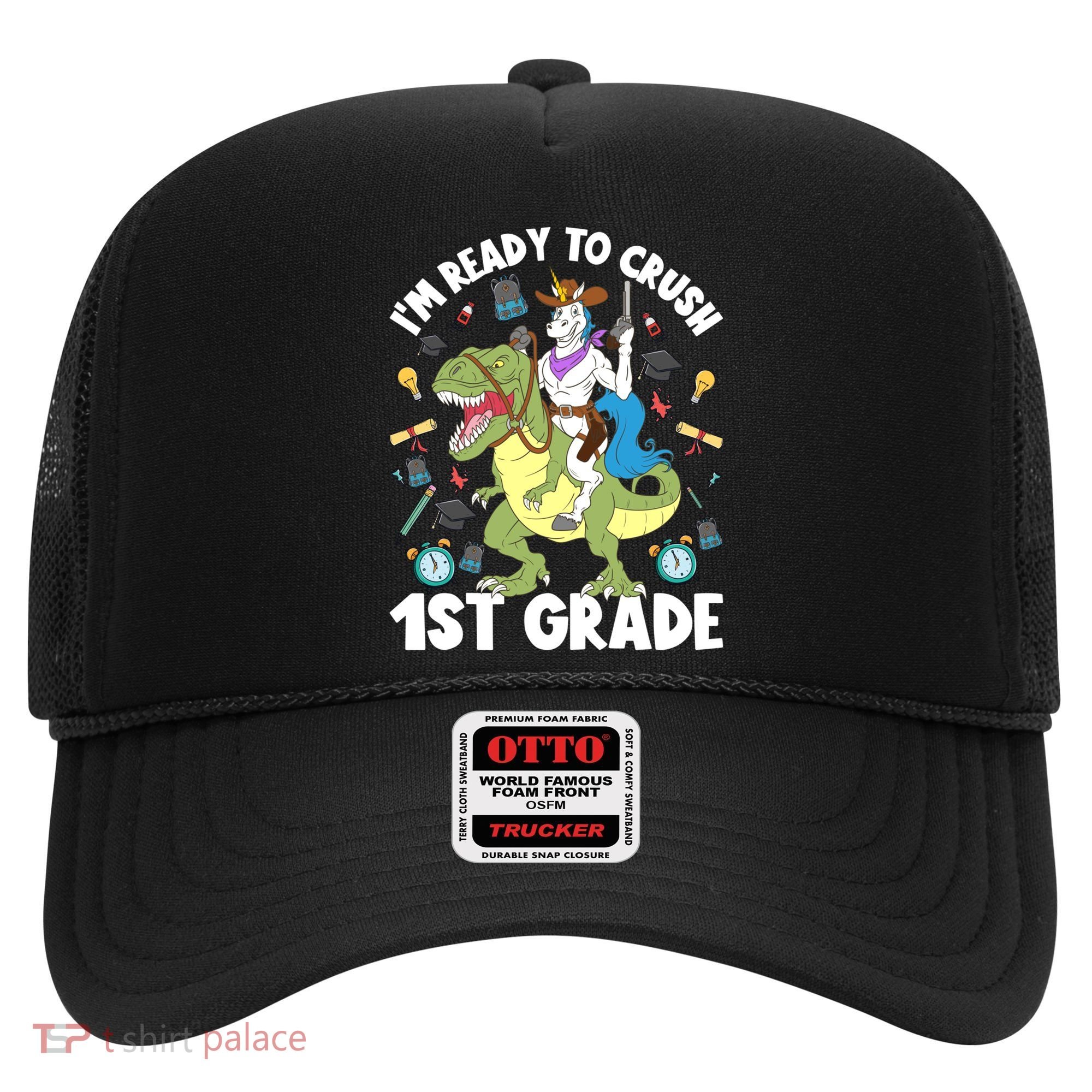 IM Ready To Crush 1st Grade School Unicorn Riding Dinosaur Cute Gift Hat