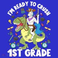 IM Ready To Crush 1st Grade School Unicorn Riding Dinosaur Cute Gift Coaster thumb 2