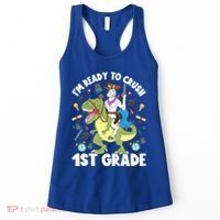 IM Ready To Crush 1st Grade School Unicorn Riding Dinosaur Cute Gift Women's Tank Top thumb 0