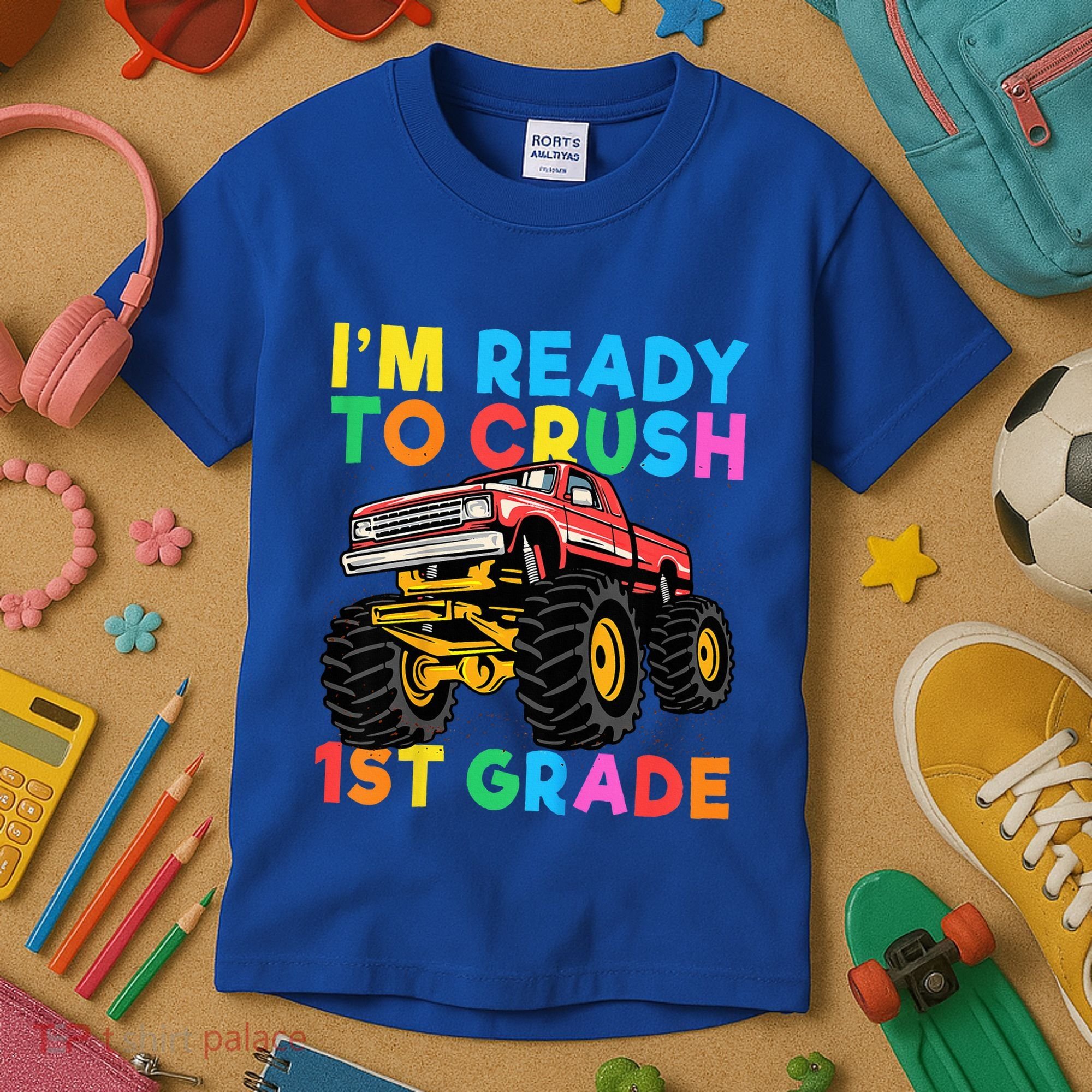 Im Ready To Crush 1st Grade First Day Monster Truck Kids T-Shirt