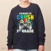 Im Ready To Crush 1st Grade Back To School Video Game Boy Women's Sweatshirt thumb 0