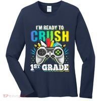 Im Ready To Crush 1st Grade Back To School Video Game Boy Women's Long Sleeve Shirt thumb 0