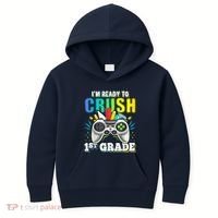 Im Ready To Crush 1st Grade Back To School Video Game Boy Kids Hoodie thumb 0