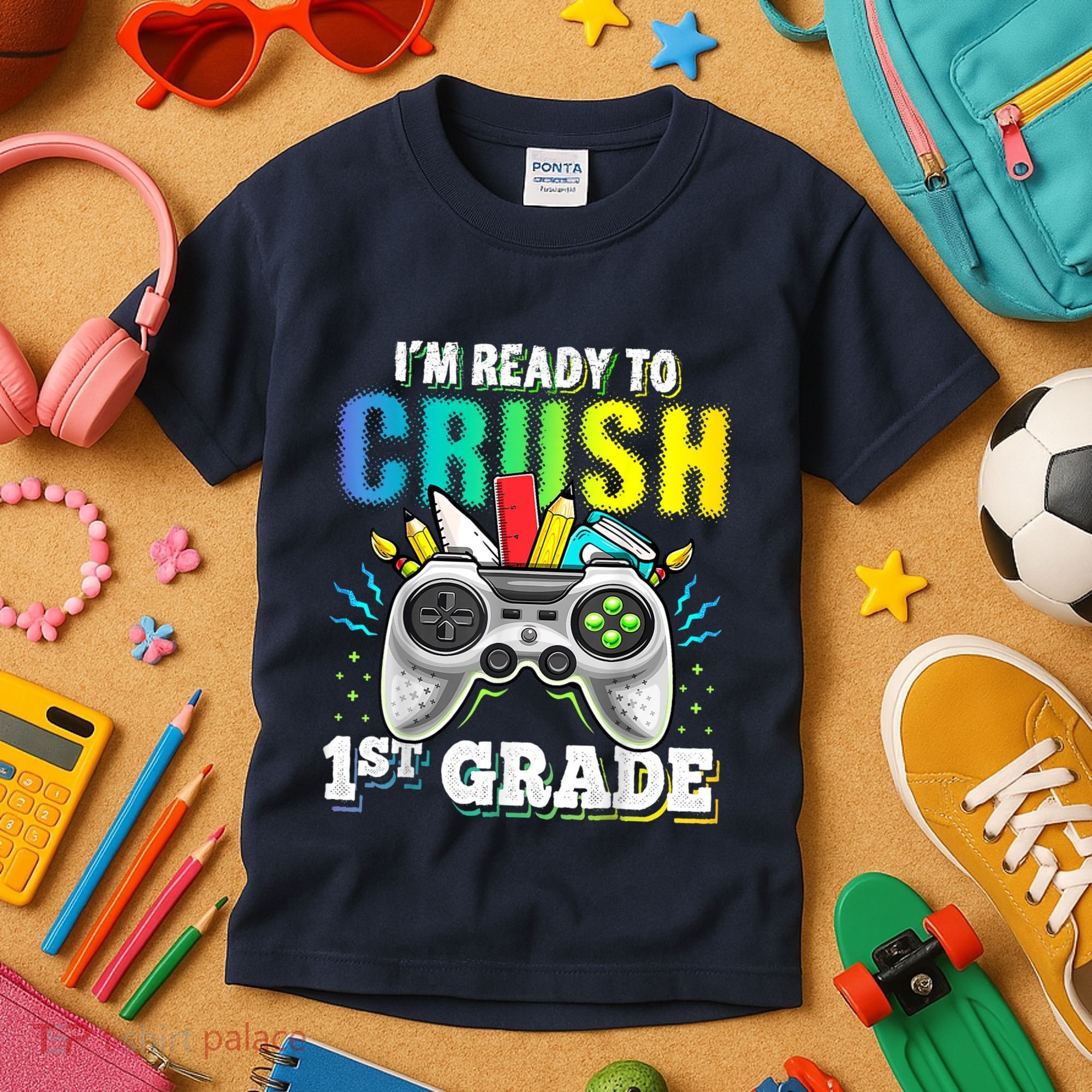 Im Ready To Crush 1st Grade Back To School Video Game Boy Kids T-Shirt