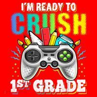 Im Ready To Crush 1st Grade Back To School Video Game Boy Santa Hat thumb 1