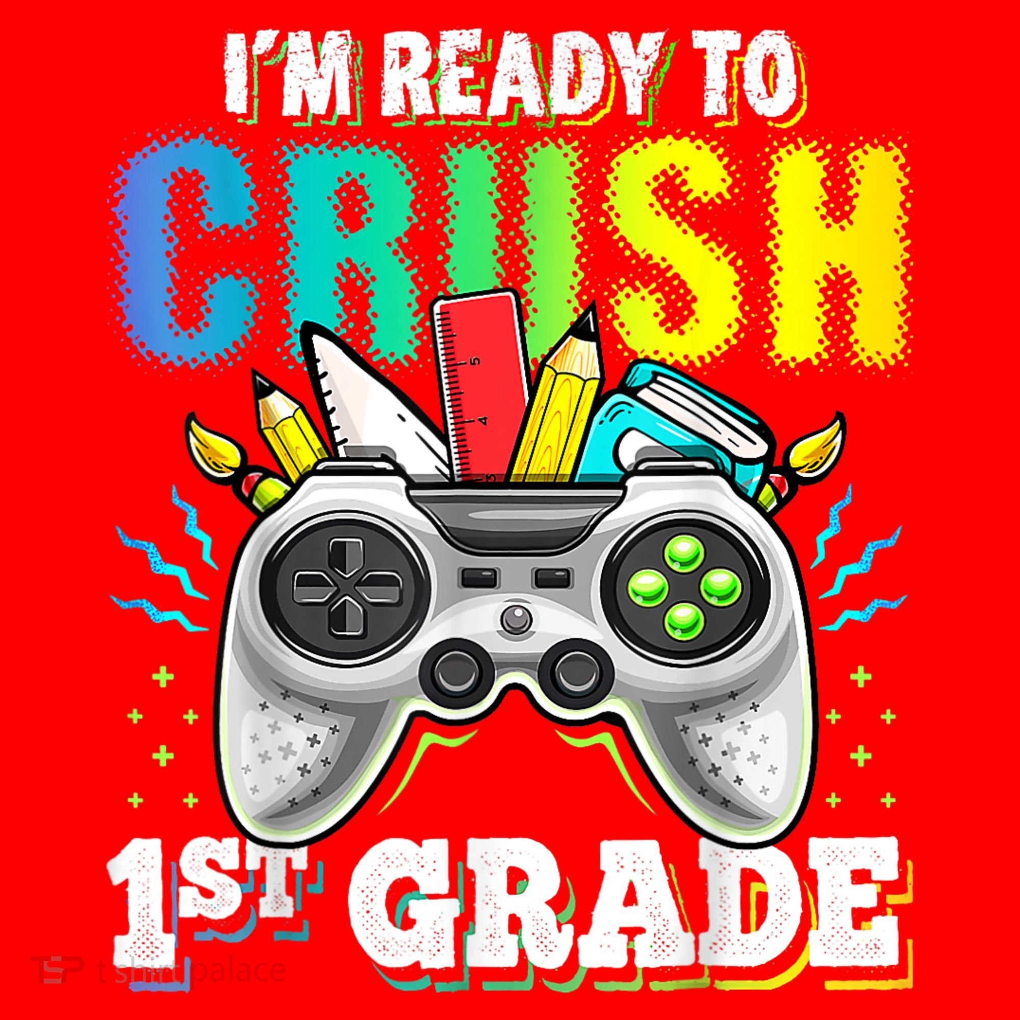 Im Ready To Crush 1st Grade Back To School Video Game Boy Santa Hat