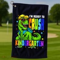 I'm Ready to Crush Kindergarten Dinosaur 1st Day of School Golf Towel thumb 1