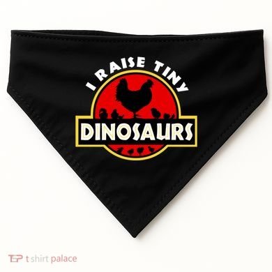 I Raise Tiny Dinosaurs Chicken Lover Gift USA-Made Doggie Bandana
