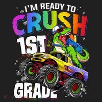 I'm Ready To Crush 1st Grade Dinosaur Back To School Women's Sweatshirt thumb 2