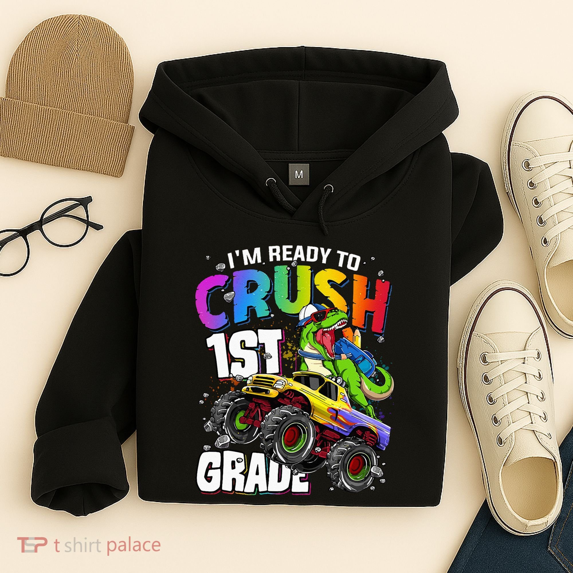 I'm Ready To Crush 1st Grade Dinosaur Back To School Hoodie