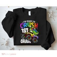 I'm Ready To Crush 1st Grade Dinosaur Back To School Sweatshirt thumb 2