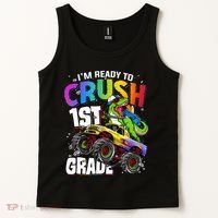 I'm Ready To Crush 1st Grade Dinosaur Back To School Tank Top thumb 2